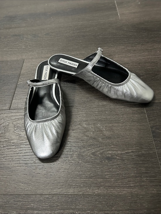 Steve Madden Shoes - Steve Madden Gisele Metallic Silver Mary Jane Mules